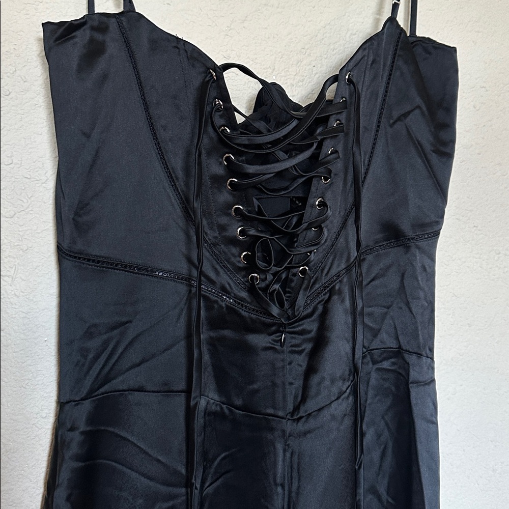 HOUSE OF CB‎ 'Anabella' Black Lace Up Maxi Dress NWOT size L A-C - Picture 16 of 16